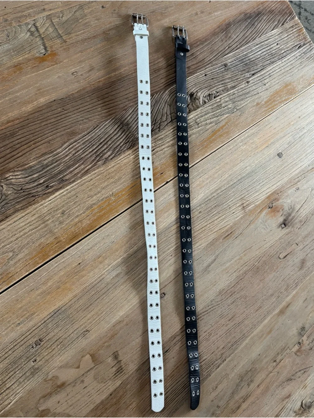 Kids Double Grommet Belt Set - White & Black, NWOT